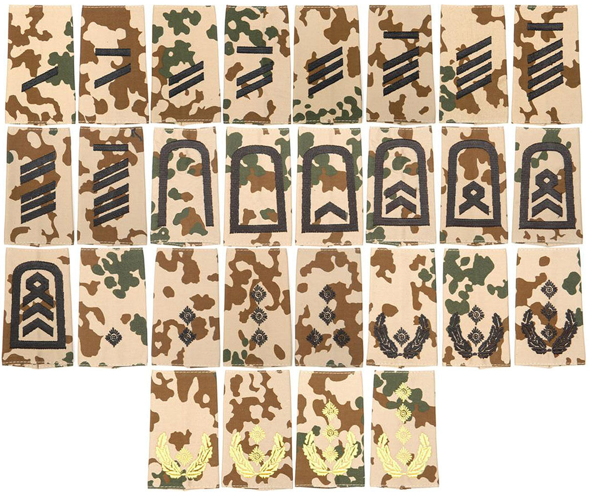 Hodnostní výložky Bundeswehr (vz. tropentarn) v černém provedení